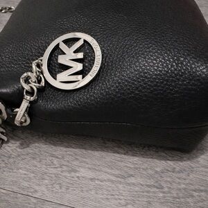 Michael Kors Black Leather Bag with Silver Accents